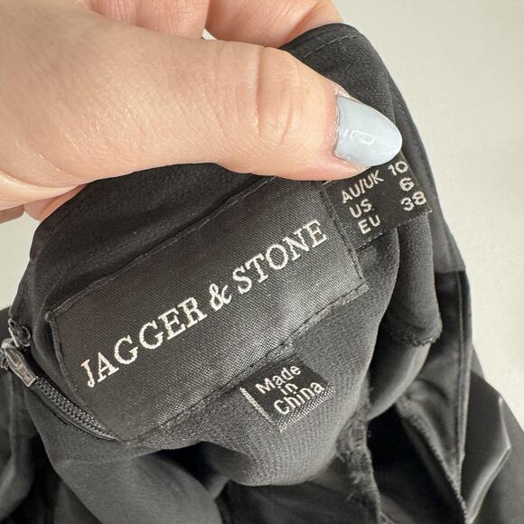 Jagger & Stone The Liv Mini Dress Womens 6 Black Satin Babydoll Balloon Sleeves - Picture 9 of 15